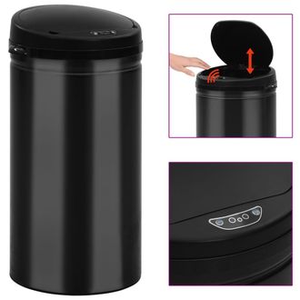vidaXL Cubo De Basura Con Sensor Autom&aacute;tico 50l Acero Al Carbono Negro Vidaxl