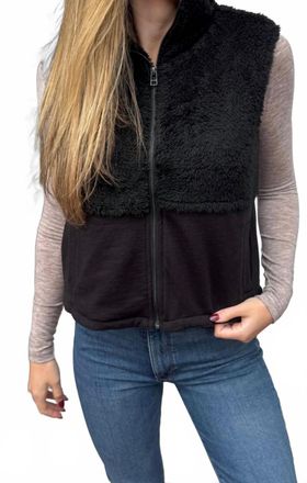bobi Mixed Zip Up Vest In Black