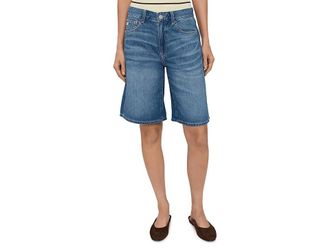 AG - Adriano Goldschmied Thalia High-Rise Wide Leg Bermuda in Galaxy Womens Shorts Galaxy : 27 11, Cotton/Linen/Synthetic