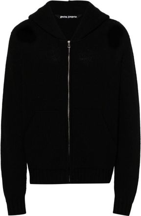 Palm Angels Black Logo wool blend hooded sweater
