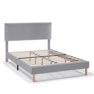 HOMN Estructura de cama tapizada de 30 cm, 90x190 cm, gris claro