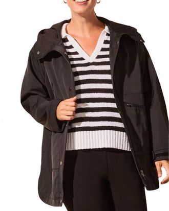 Tribal Travel Hooded Water Repellent Coat In Black