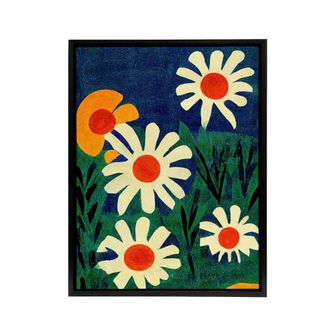 Artery8 Daisy Flower Meadow Floral Framed Canvas Wall Art Print | Size: W24 x H32