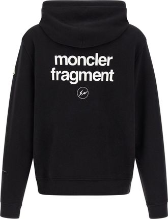Moncler Cotton Logo Print Hoodie - Black
