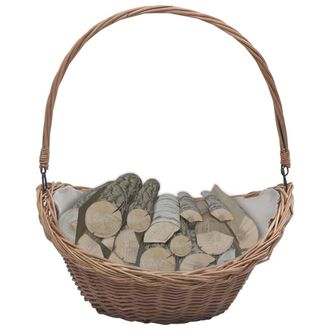 vidaXL Cesta Legna Da Ardere Con Manico 57x46,5x52cm Marrone In Salice - Vidaxl