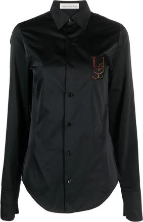 Ludovic de Saint Sernin Logo Denim Overhemd - Ware maat - Dames - Overhemden - Zwart - S - Denim - Overhemden