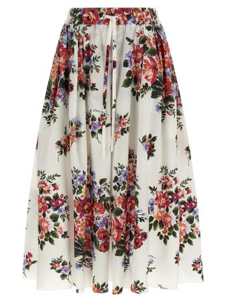 Dolce & Gabbana White Cotton Midi Womens Skirt
