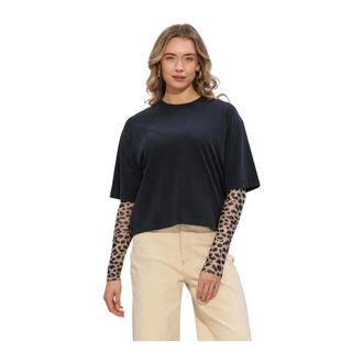 Catwalk Junkie Loose Fit T-Shirt met Mesh Mouwen - Dames - Tops - Zwart - Maat: XS
