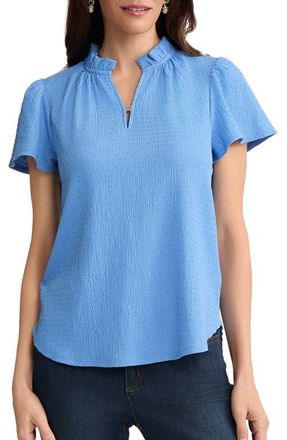 Jones New York Crinkle Flutter Sleeve Top in Blue Horizon at Nordstrom, Size X-Small