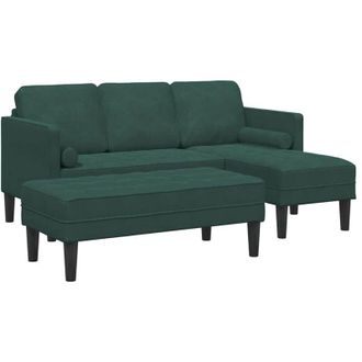 vidaXL Vidaxl - Juego De Sof&aacute; 2 Pcs Verde Oscuro 173 X 131 X 67 Cm Terciopelo