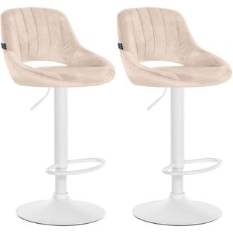 Clp Set da 2 sgabelli da bar Milet in velluto crema Metallo bianco opaco