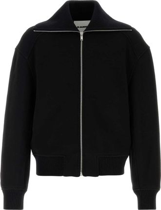Jil Sander Black Wool Blend Bomber Jacket