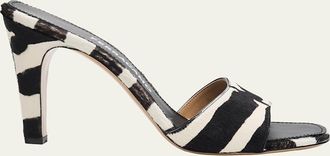 Ferragamo 95mm Tatiana Zebra Calf Hair Mules