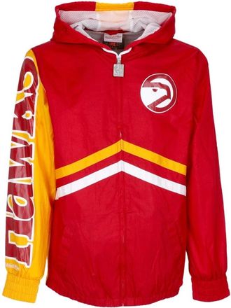 Mitchell & Ness Atlanta Hawks Windbreaker Volledige Rits Rood/Geel - Heren - Hoodies - Rood - M - Polyester - Hoodies & sweatvesten