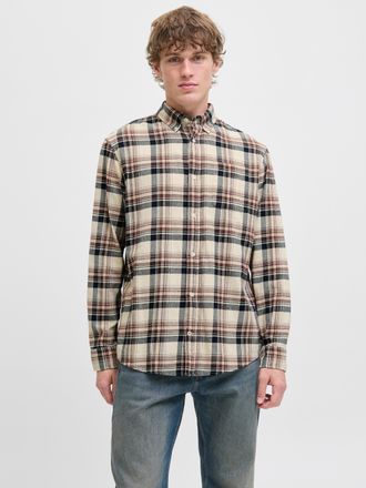 Jack & Jones Langarmhemd JACK & JONES JJECLASSIC FLANNEL CHECK SHIRT LS SN, Herren, Gr. XXL, N-Gr, weiss (antique wei&szlig;), Web, Obermaterial: 100% Baumwolle, kariert