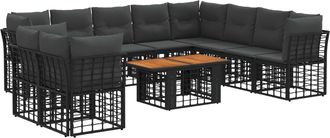 vidaXL Conjunto De Sof&aacute;s De Jard&iacute;n 11 Uds. Negro Y Gris Oscuro Vidaxl