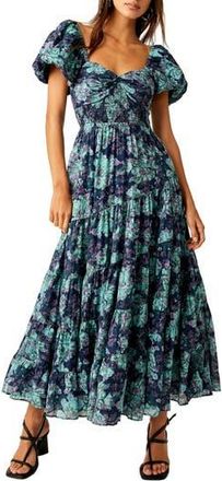 Free People Sundrenched Floral Tiered Maxi Sundress in Emerald Combo at Nordstrom Rack, Size Medium