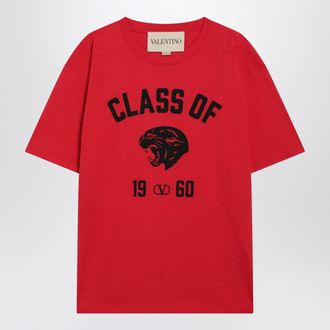 Valentino Red T Shirt With Panther Print