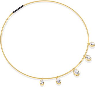 Diamond2Deal 18k Vermeil Plated Silver7 Ct Oval Cut Lab Grown Diamond Pendant Necklace 18 VVS-VS, E-F