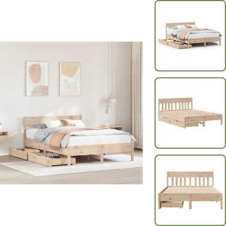vidaXL Letto con cassetti - vidaXL Letto senza Materasso 120x200 cm in Legno Massello di Pino - Letto con ruote