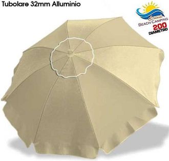 Trade Shop Trade Shop - Ombrellone Da Spiaggia Alluminio 2 Metri Con Snodo Tessuto Polyestere Palo 32 Mm