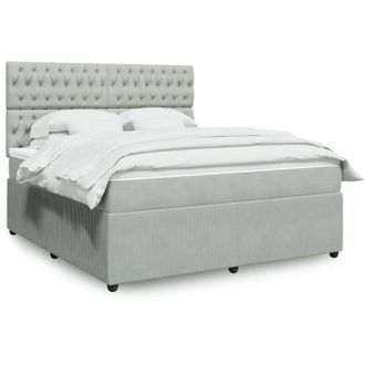 vidaXL Vidaxl - Cama Box Spring Con Colch&oacute;n Terciopelo Gris Claro 180x200 Cm