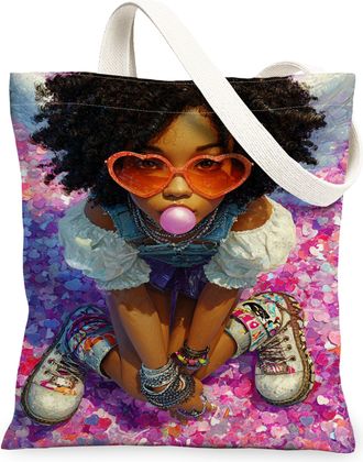 Generic Colorful Hearts Canvas Tote Bags, Stylish Reusable Grocery Bags, Summer Lightweight Washable Canvas for Travel Beach Picnic, Multicolor, 13x15 Inch