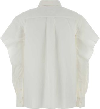 sacai Womens White Poplin Shirt Offwhite Polyester Cotton Camicie