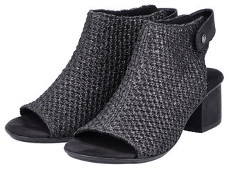 Rieker Sandalette RIEKER, Damen, Gr. 36, schwarz (schwarz, schwarz), Textil, Schuhe Sandalette, Sommerschuh, Sandalette, Blockabsatz, in modischer Flecht-Opt