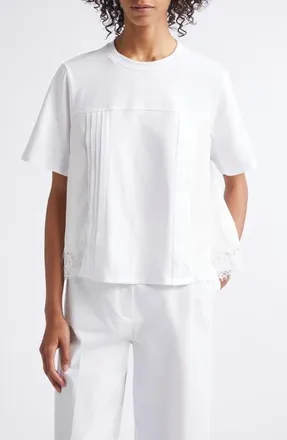 3.1 Phillip Lim Mixed Media Cotton T-Shirt in White at Nordstrom, Size X-Small