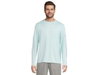 Vineyard Vines Long Sleeve Painted Bonefish T-Shirts Mens T Shirt Aqua Haze Heather : LG, Polyester/Spandex