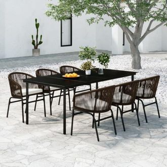 vidaXL Juego De Comedor De Jard&iacute;n 7 Piezas Marr&oacute;n Vidaxl