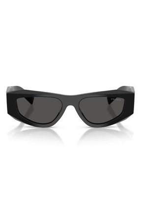 Prada 53mm Pillow Sunglasses in Black /Dark Grey at Nordstrom