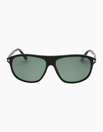 Tom Ford Mens Tom Ford Prescott Green Polarized Lens Shiny Black Sunglasses - Size: ONE size