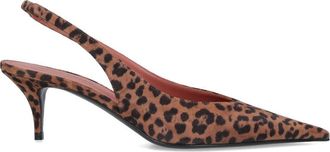 Amina Muaddi Anok Slingback Pumps, In Brown Calfskin