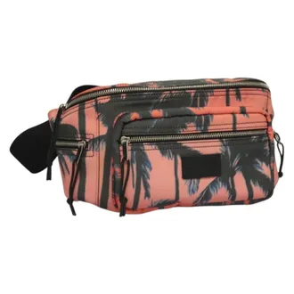 Saint Laurent Front Pocket Waist Printed Nylon Pink Nylon Handbag (Pre-Owned)