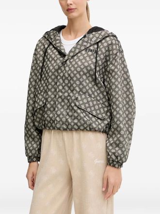 Guess Co patterned hooded jacket - women - Polyester - L - Grey