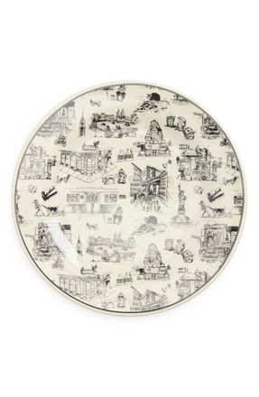 Fishs Eddy NYC Toile Dinner Plate in White/black at Nordstrom