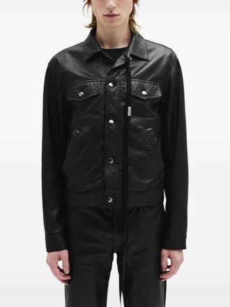 Ann Demeulemeester Raf leather jacket - men - Cotton/Lamb Skin - 50 - Black