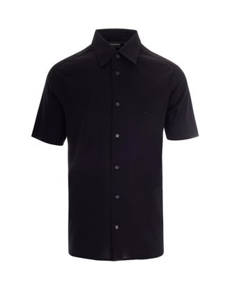 Emporio Armani Slim Fit Short-Sleeve Shirt with Classic Collar and Minimal Design