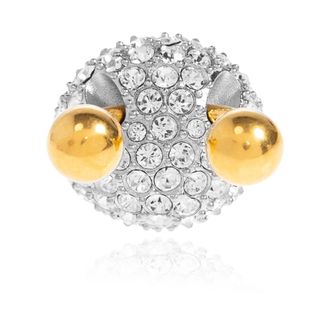 Balmain Piercing Messing en Strass Ring - Dames - Ringen - Grijs - L - Accessoires