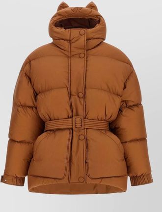Ienki Ienki down belted hooded puffer coat
