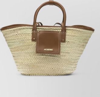Jacquemus beach bag woven texture dual handles leather