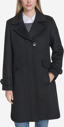 Cole Haan Womens Wool Pleated Coat - Black Size 14