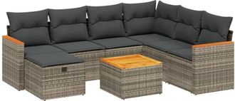 vidaXL Vidaxl - Set De Sof&aacute;s De Jard&iacute;n 8 Pzas Y Cojines Rat&aacute;n Sint&eacute;tico Gris