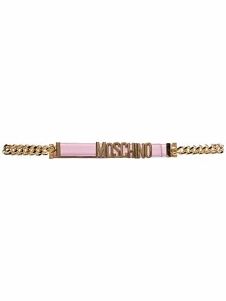 Moschino chain-link logo belt - women - Calf Leather - 40 - Pink