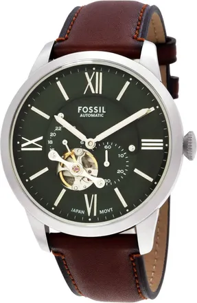 Fossil Townsman Automatic Green Open Heart Dial Mens Watch ME3265