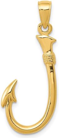 Diamond2Deal 14k Gold 3-D Fishing Hook Pendant