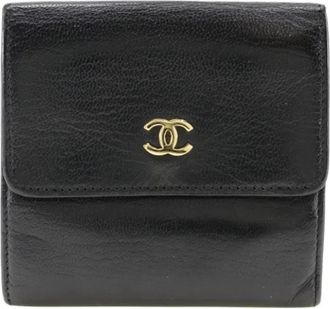 Chanel Tweedehands leren portemonnees - Dames - Vintage Accessoires - Zwart - ONE Size - Vintage