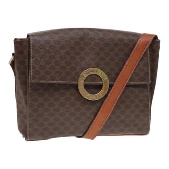 Celine Pre-owned Cross Body Bags, female, Brown, Size: ONE SIZE Pre-owned Vintage macadam circle logo shoulder bag